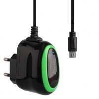ЗУ сетевое Brera Classic micro USB 2A (черный с зеленым)

