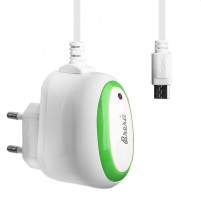 ЗУ сетевое Brera Classic micro USB 2A (белый с зеленым)

