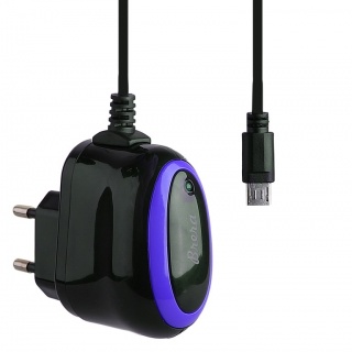 ЗУ сетевое Brera Classic micro USB 1A (черный с пурпурным)

