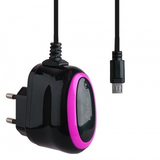 ЗУ сетевое Brera Classic micro USB 1A (черный с розовым)

