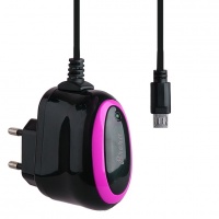 ЗУ сетевое Brera Classic micro USB 1A (черный с розовым)


