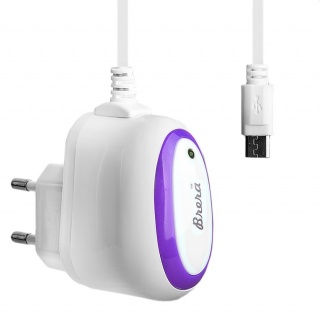  ЗУ сетевое Brera Classic micro USB 1A (белый с пурпурным)