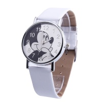 Часы наручные - Mickey Mouse с кожаным ремнем (белый)