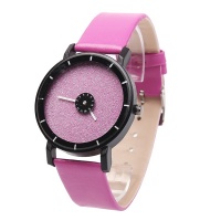 Часы наручные - с блестками с кожаным ремнем (фиолетовый)