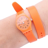 Часы наручные - с силиконовым ремешком 2 оборота (оранжевый)

