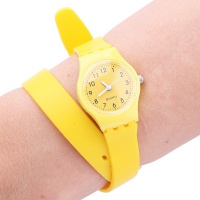 Часы наручные - с силиконовым ремешком 2 оборота (желтый)