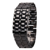 Часы наручные LED Watch металлический браслет (черный/синий)

