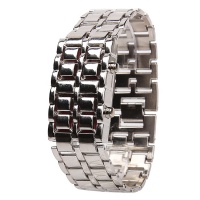 Часы наручные LED Watch металлический браслет (silver/red)

