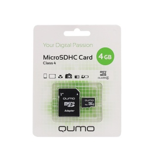 Карта флэш-памяти MicroSD 4 Гб Qumo +SD адаптер (class 4)


