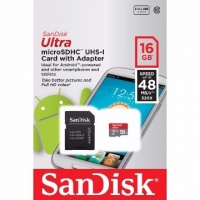Карта флэш-памяти MicroSD 16 Гб SanDisk SD адаптер (class 10) UHS-1 Ultra

