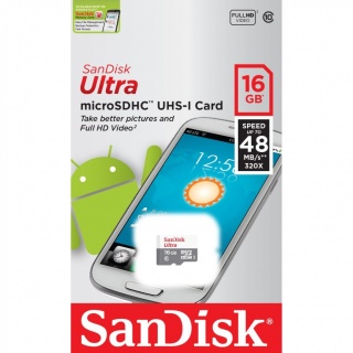 Карта флэш-памяти MicroSD 16 Гб SanDisk без адаптера (class 10) UHS-1 Ultra Android

