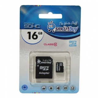 Карта флэш-памяти MicroSD 16 Гб Smart Buy +SD адаптер (class 10)

