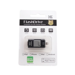 Флэш накопитель USB/MicroUSB/Lightning 16 Gb - Hybrid (черный)

