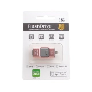 Флэш накопитель USB/MicroUSB/Lightning 16 Gb - Hybrid (rose gold)

