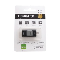 Флэш накопитель USB/MicroUSB/Lightning 32 Gb - Hybrid (черный)

