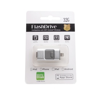 Флэш накопитель USB/MicroUSB/Lightning 32 Gb - Hybrid (серебристый)

