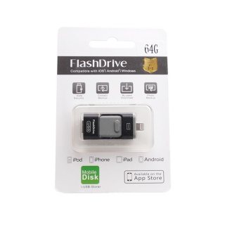 Флэш накопитель USB/MicroUSB/Lightning 64 Gb - Hybrid (черный)

