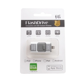 Флэш накопитель USB/MicroUSB/Lightning 64 Gb - Hybrid (серебристый)

