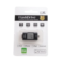 Флэш накопитель USB/MicroUSB/Lightning 128 Gb - Hybrid (черный)

